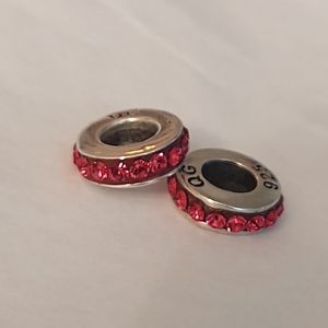 Two Sterling Silver Crystal Bracelet Spacers